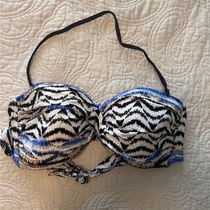 Black and Blue Patterned Bikini Top